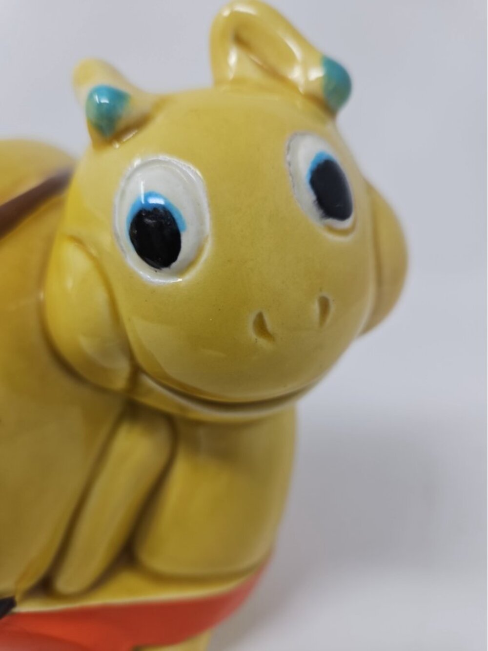 Vintage 1970 Cookie Jar Smiling Snail Suitcase Luggage Japan Harvest Gold Orange - Picture 8 of 9
